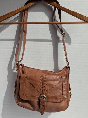 Great American Leather Works Brown Leather Shoulder Purse Handbag 10x8”